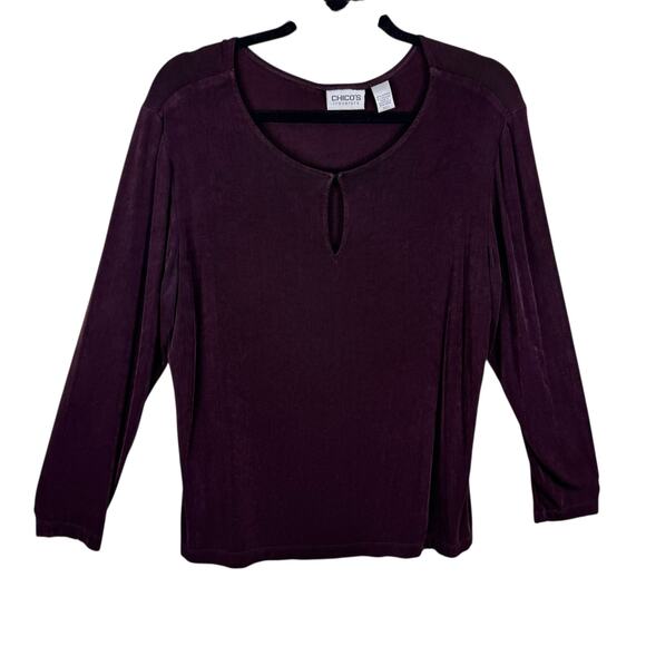 Travelers by Chico's Tops - Chico's Travelers Burgundy Long Sleeve Stretchy Wrinkle Resistant Blouse Size XL